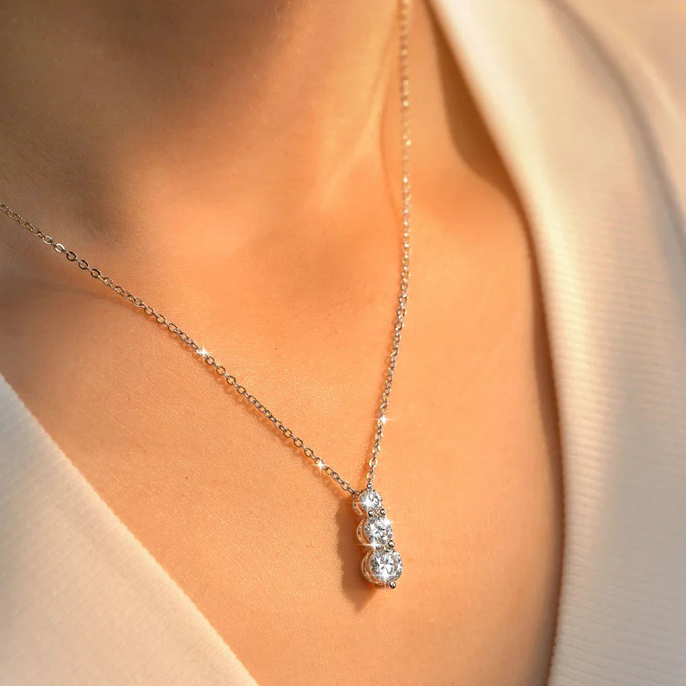 4mm&5mm&6mm Round Cut Moissanite Pendant Necklace For Women 14K Gold Filled Lab Diamond Necklaces Jewelry