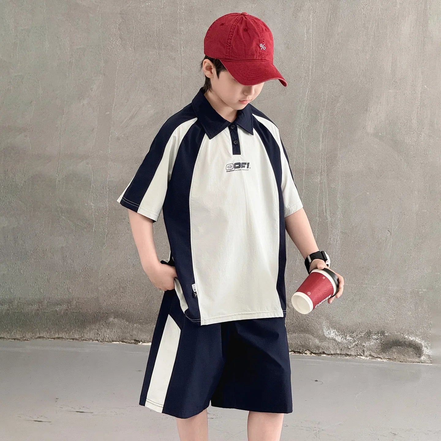 Children New Summer Polo Shirt Set Top And Bottom 2 Pieces Clothing Set for Tween Boys Casual Tracksuit Kids School Outfit Wear