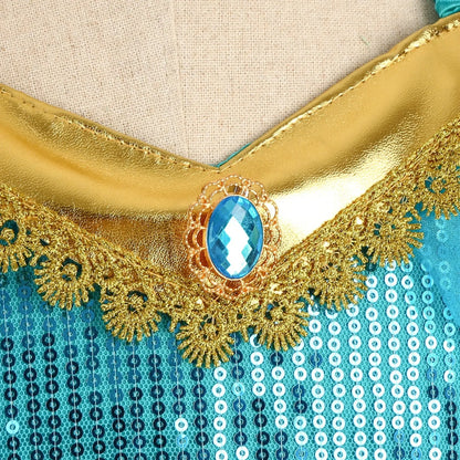 Jasmine Princess Dress for Girls Cosplay Aladdin Magic Lamp Costume Kids Halloween Birthday Carnival Party Vestidos