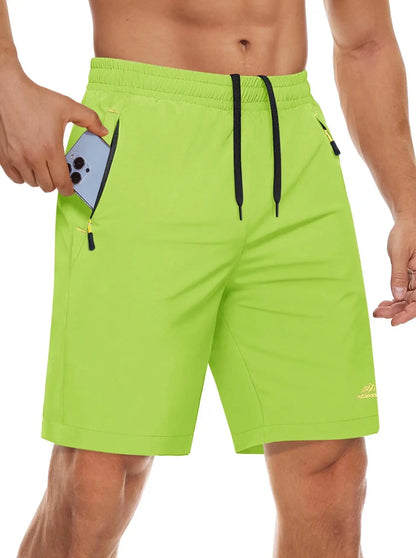 Quick Dry Athletic Shorts with Zipper Pockets Men's Summer Running Shorts Gym Training Workout Fitness Hiking Shorts