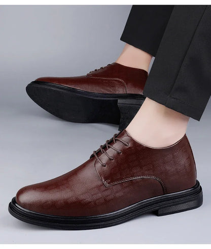 Men Dress Shoes Elevator Shoes Platform Breathable Casual Business Luxury Genuine Leather Soft Heightening Shoes 7CM Taller Male