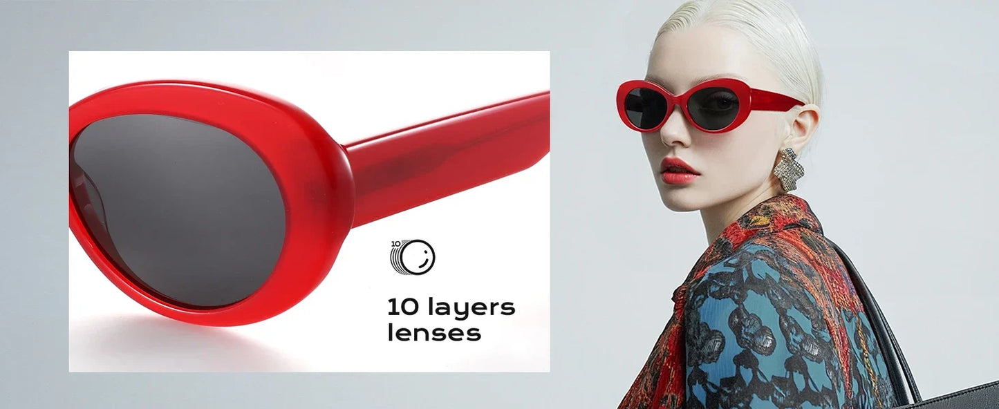Handmade Acetate Oval Polarized Sunglasses Women Thick Frame UV400 Protection Sun Glasses for Ladies Shopping Gift