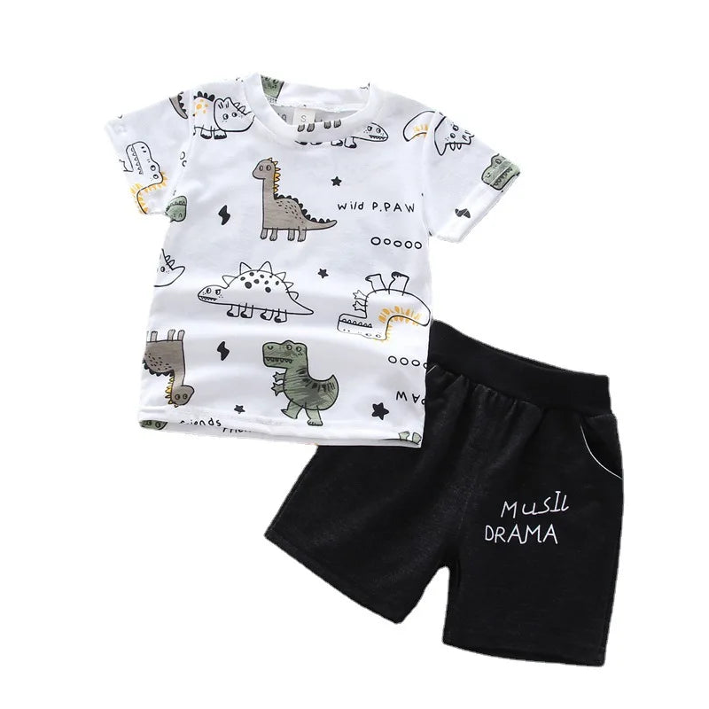 Summer Baby Boys Clothes Sets Fashion Unisex Kids T-Shirt + Simple Shorts 2 Pcs Suits Lovable