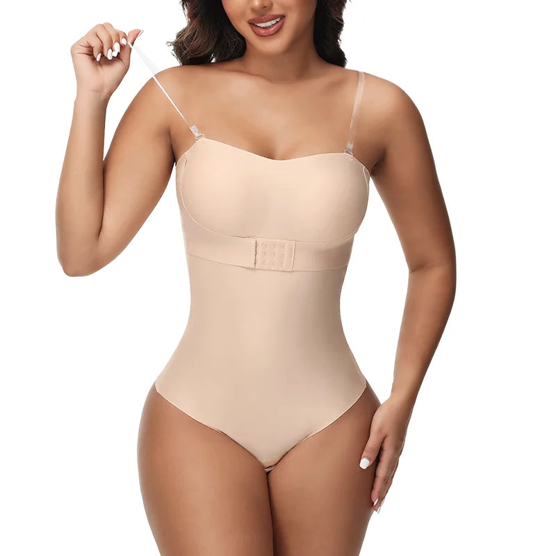 Women Sexy Shapers Bra Lifter Thong S-4XL Bodysuits Slimming Waist Invisible Front Closure Underwear Removable Strap Lingeries