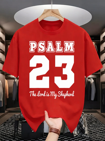 Psalm Number 23 Printing T-Shirt Men Cotton Crewneck T Shirts Summer Loose Basics Clothing Fashion Unisex Retro Short Sleeve