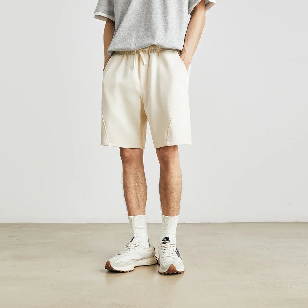 Men's Summer New American Casual Shorts Straight Loose Five-point Pants Solid Color Drawstring Pocket Micro-elastic Sports Pants