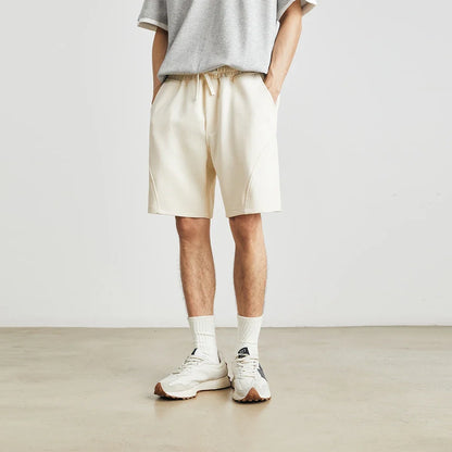 Men's Summer New American Casual Shorts Straight Loose Five-point Pants Solid Color Drawstring Pocket Micro-elastic Sports Pants