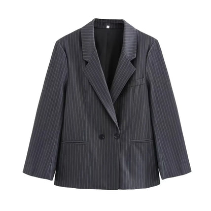 Fall/Winter 2025 New  Women's Street Fashion oversized pinstripe shoulder-padded loose suit jacket for women