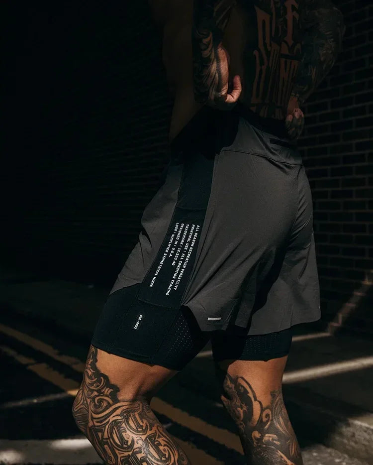 Men's Gym Shorts 2 in 1 Quick Dry Running Shorts Basketball Jogger Summer Fitness Workout Short Pants Bodybuilding Activewear