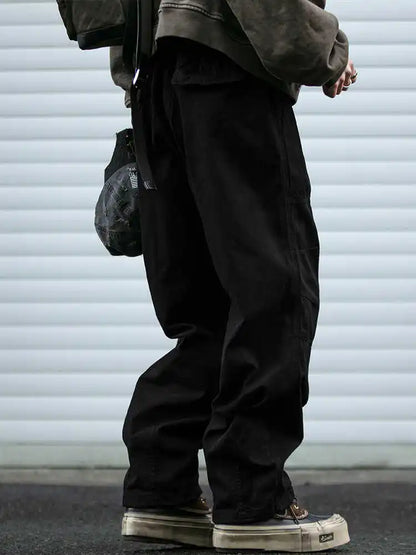Japanese Vintage Cargo Pants Men Premium Cotton Loose Fit Straight Leg American Fashion Casual Trendy Streetwear Long Workwear