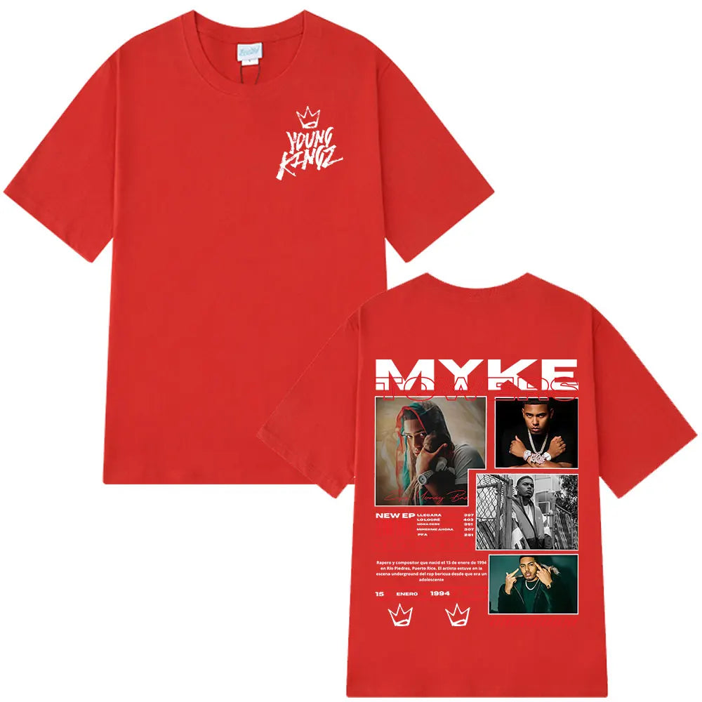 Rapper Myke Towers Graphic T-shirts Men Women Fashion Hip Hop Oversized T Shirt Comfort Cotton Short Sleeve T-shirt Streetwear
