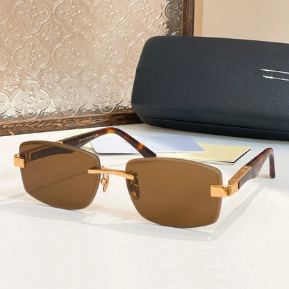 Fashion Street Rectangle Sunglasses 129 Alloy Germany Trendy Top Quality Original Design Classical Irregular Acetate UV400 Men