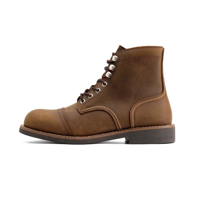 Full-Grain Leather 8111 Ankle Boots Retro Genuine Leather Paratrooper Motorcycle Boots for Men's Fall Winter Casual Shoes