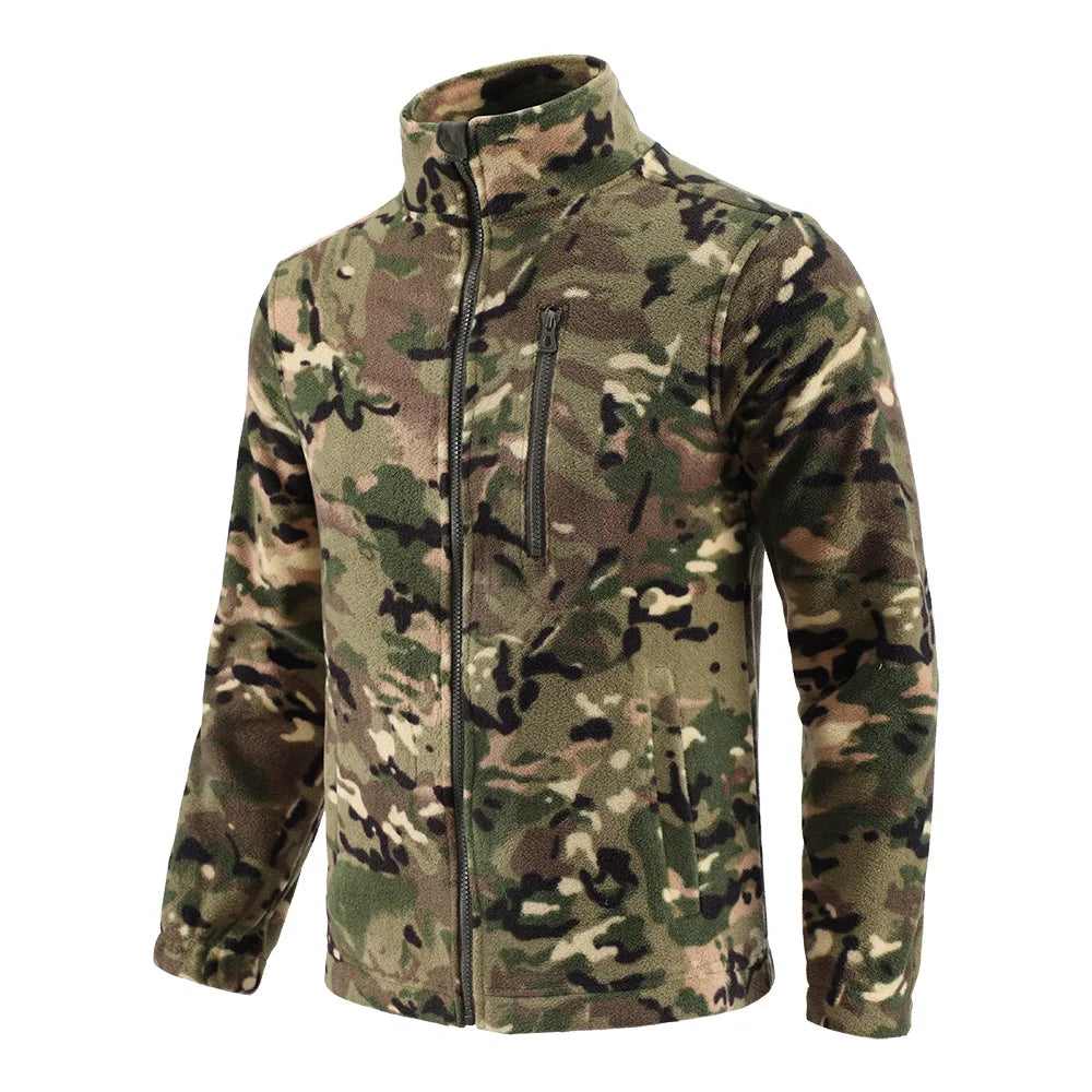 Outdoor Camouflage Fleece Jacket Double-Sided Shake Fleece Cardigan Tactical Jacket Warm Mountaineering Suit