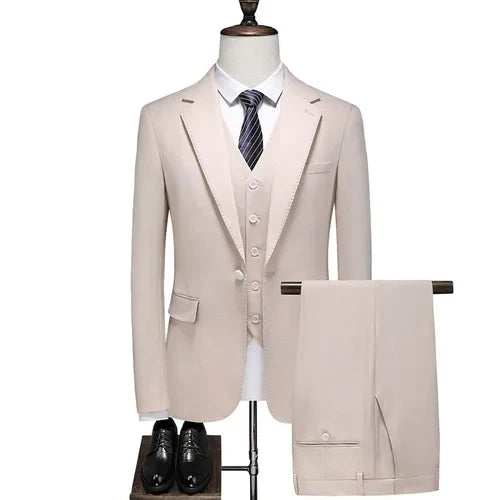 27 Colors ( Blazer + Vest + Pants ) Boutique Fashion Plaid Formal Office Business Mens Suit Three Pieces Groom's Wedding Dress