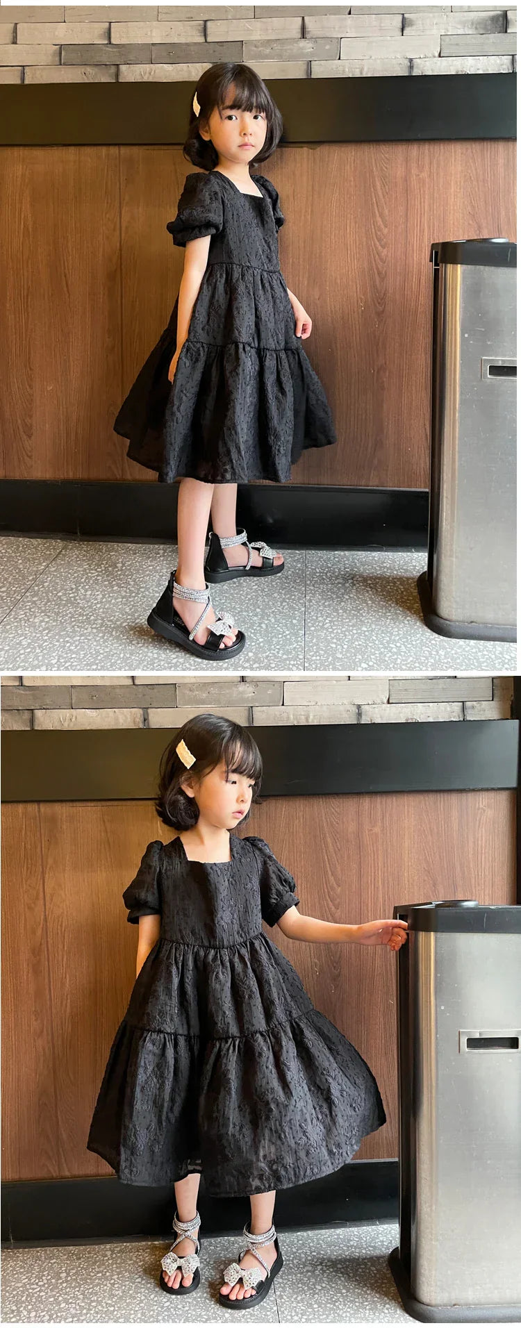 Girls' Shiny Cool Rhinestone Bowknot Children's Sandals 2023 Summer Open-toe Versatile Kids Fashion Back Zipper Casual Shoes New