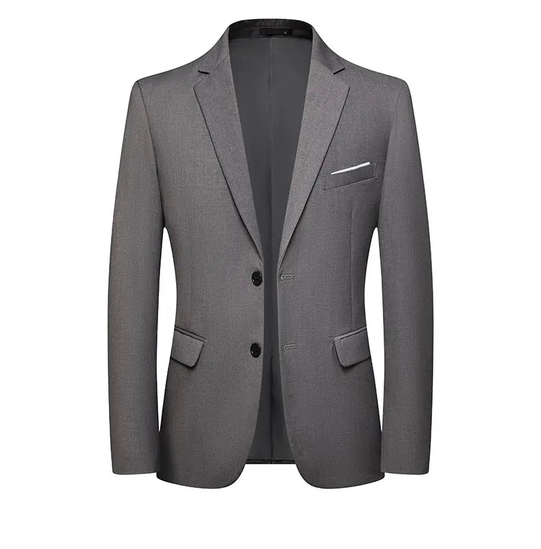 Men's Slim Fit Solid Color Business Suit Korean Style Single Breasted Spring Autumn Fashion High-End Polyester Trend Coat
