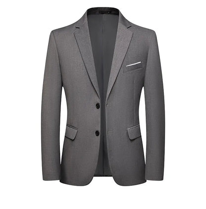 Men's Slim Fit Solid Color Business Suit Korean Style Single Breasted Spring Autumn Fashion High-End Polyester Trend Coat