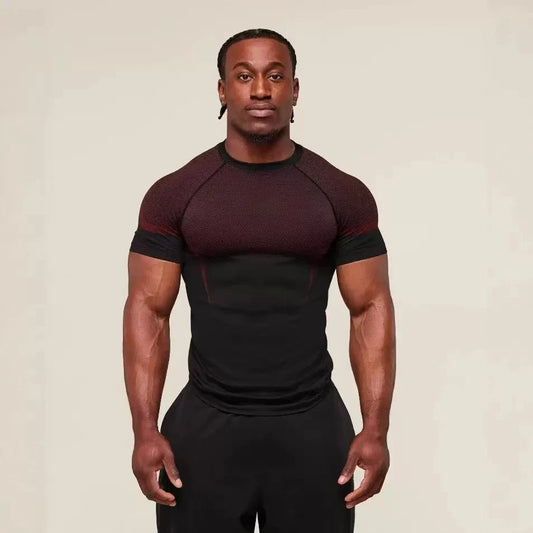 Agate Fitness T-shirt, SHARK Logo Elastic Top, Men's and Women's Fitness Short Sleeves