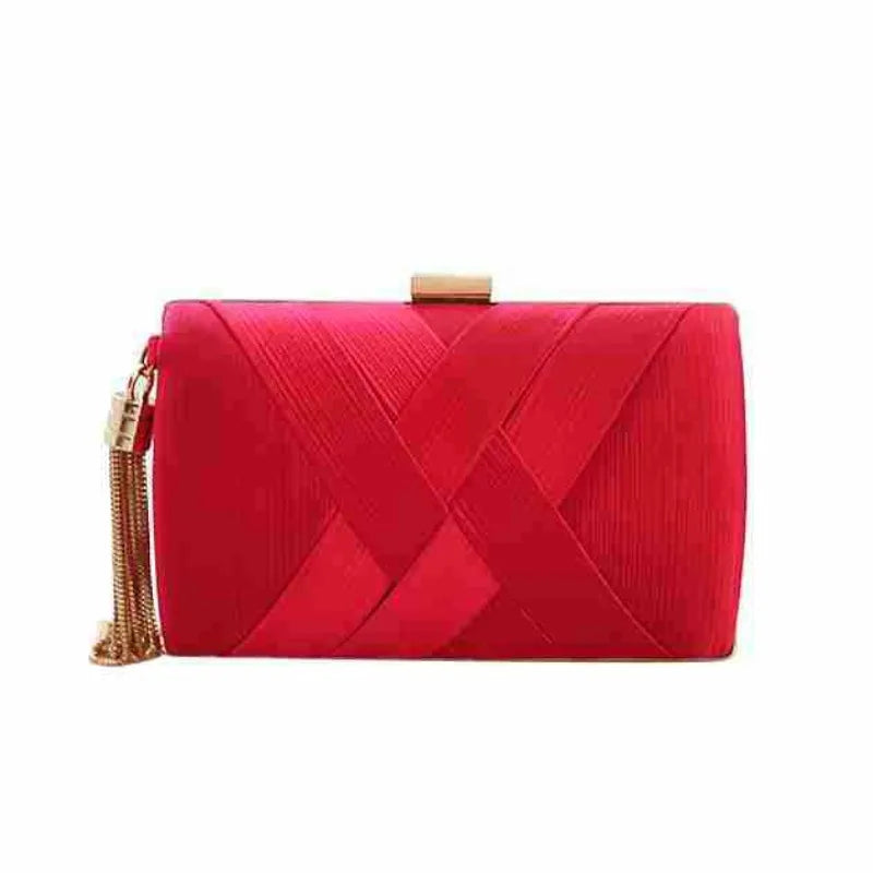 Silky Satin Tassel Banquet Bag, Women Elegant Chain Evening Clutch, Cheongsam Fashion Handbag
