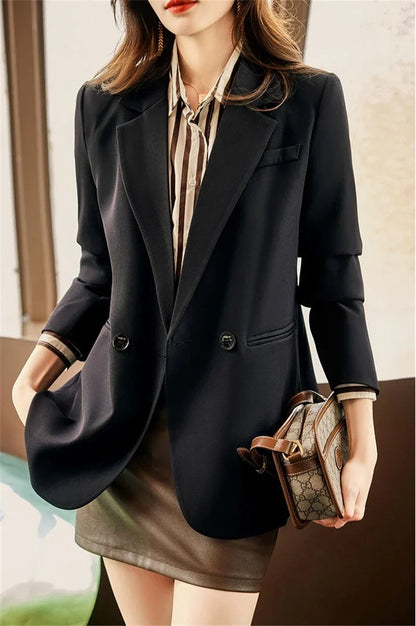 Spring Autumn 2025 Women's Small Suit Jacket Korean Version Leisure Ladies Blazer Coat Temperament Design Sense Lady Outerwear