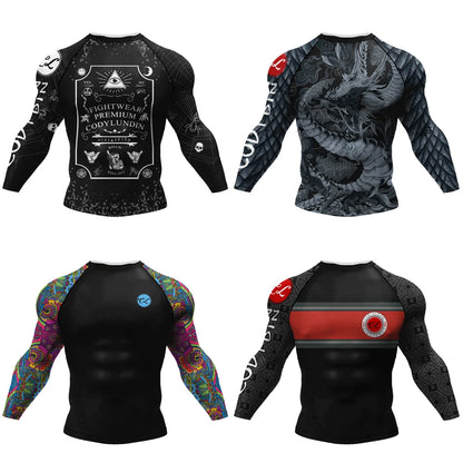 Cody Lundin Men Cool Fighting Wear Jiu Jitsu BJJ Boxing Rashguard Custom Grappling Kicboxing Club Uniforms Compression Gym Tees