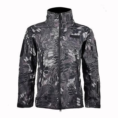 Outdoor Tactical Jacket Men's Stand-up Collar Plush Thickened Soft Shell Jacket Winter Windproof Waterproof Camouflage Coat