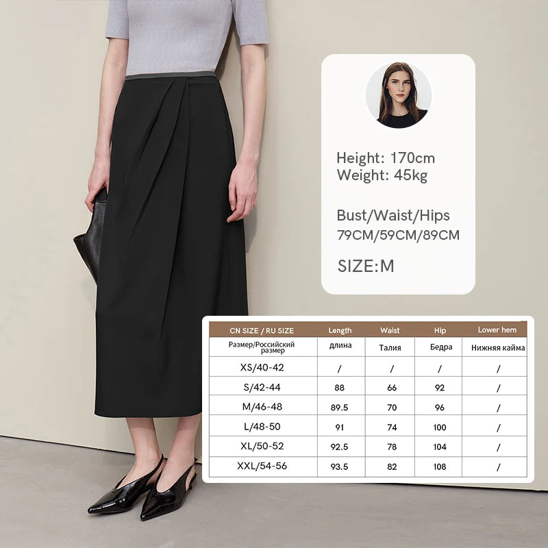 Women's Skirt 2026 Summer New Solid Color Wrinkle-Resistant Elegant Office Versatile Long Pleated Skirt For Women 12622145