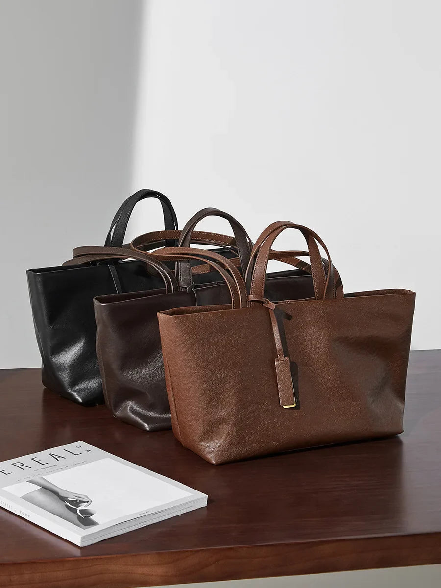 Luxury Women's Shoulder Bag Soft Leather Large Capacity Square Fashion Tote Bag Korean Fashionable Handbag Shopping Underarm Bag