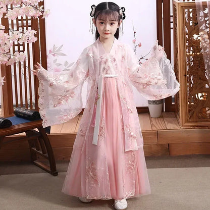 Girl Modern Hanfu Chinese Style Dress Halloween Fairy Kids Clothes Vestidos Traditional Cosplay Children Costume Girls Dresses