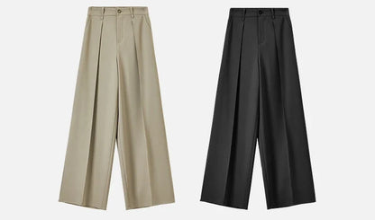 Women's Tailored Trousers Formal Solid High-waist Folds Twill Workwear Pockets Full-length Pants 2026 Spring 151K57704
