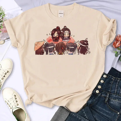 Mo Dao Zu Shi T-shirts Women Japanese Manga Summer Top Female Manga Clothing Personalized Loose Round Neck T Shirt Top