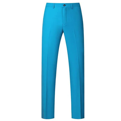 New Men Solid Colour Formal Suit Pants Black / Red / Royal Blue Homme Wedding Office Social Slim Fit Trousers