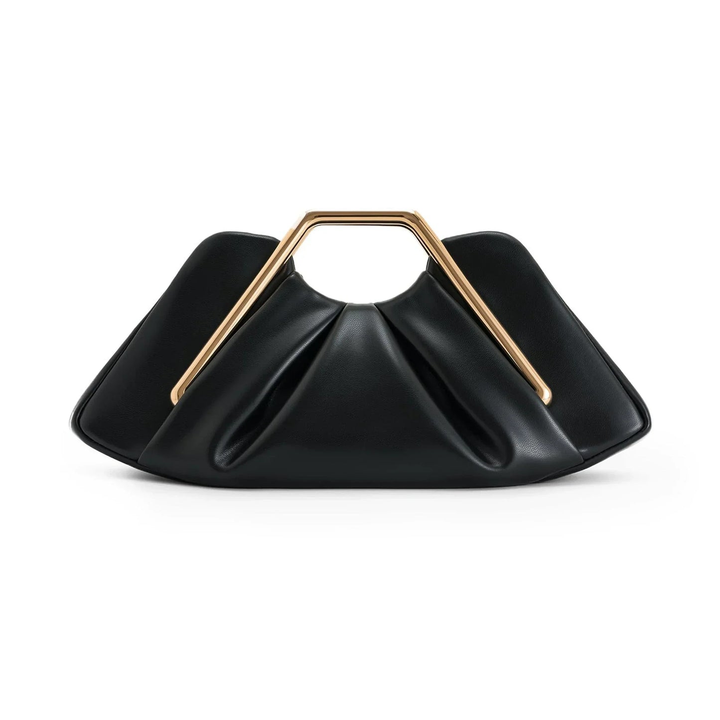 Women's PU Leather Pleated Going Out Clutch Bag Top Handle Evening Bag Party Wedding Bridesmaid Geometric Metal Handle Handbag
