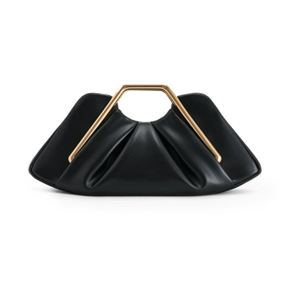Women's PU Leather Pleated Going Out Clutch Bag Top Handle Evening Bag Party Wedding Bridesmaid Geometric Metal Handle Handbag