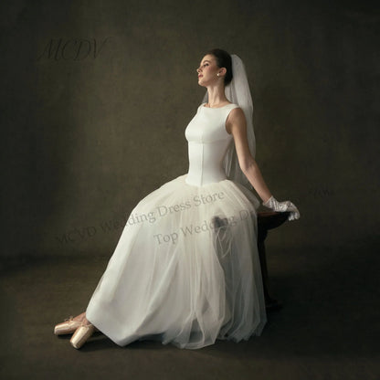 Elegant Satin Wedding Dresses 2026 Scoop Neck Cap Sleeve Bridal Midi Dress A-Line Lace Up casamento civil vestido Customized