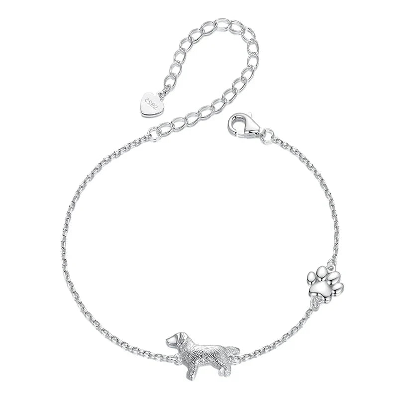 Solid 925 Sterling Silver Cute Cat / Dog Chain Bracelet for Women Delicate Jewelry Pet Bracelet for Gift SCB290