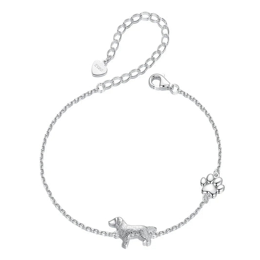 Bracelet chaîne mignon chat / chien en argent sterling 925 pour femmes, bijoux délicats, bracelet animal de compagnie pour cadeau SCB290