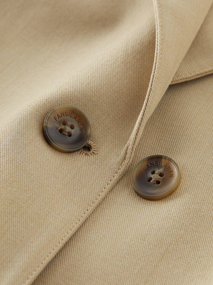 Women Khaki Blazer 2025 Spring New Office Lady Black Simple Loose Front Shoulder Blazer Coats Button Design Coat 25FS11071