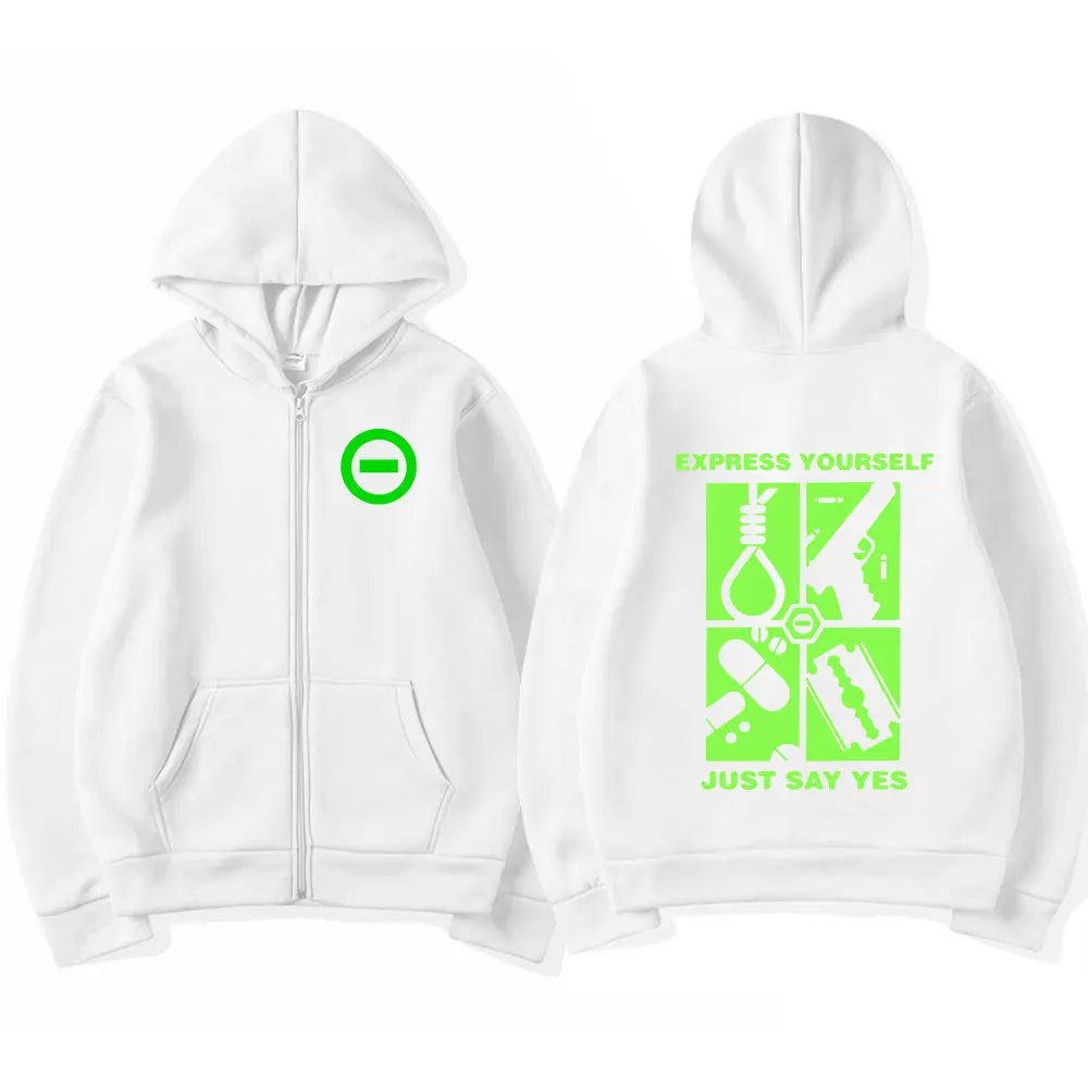 Type O Negative Express Yourself Just Say Yes Zip Up Hoodies Gothic Metal Rock Band Zipper Sweatshirt Men Women Clothing Jackets