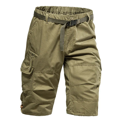 Men's Summer Casual Shorts Cotton Overalls Multi Pocket Knee Shorts American Style Sports Short Pants