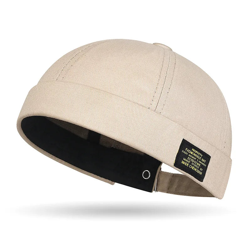 Brimless Hat for Men Women Cotton Classic Solid Color Beanie Beaded Hip Hop Hat for Outside Cycling Riding Activities