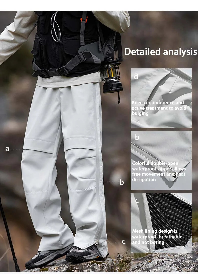 Men's Hiking Pants Waterproof Windproof Breathable Overalls Trousers Side Zipper Trekking Camping Outdoor Sport Camping Pants