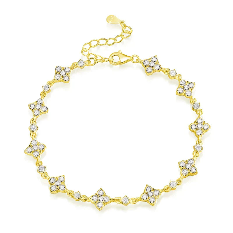 Full Diamond Moissanite Bracelets for Women Sparkling Girls Luxury Chains 100% 925 Sterling Silver Jewelry Plated 14K