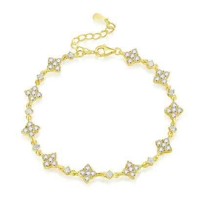 Full Diamond Moissanite Bracelets for Women Sparkling Girls Luxury Chains 100% 925 Sterling Silver Jewelry Plated 14K