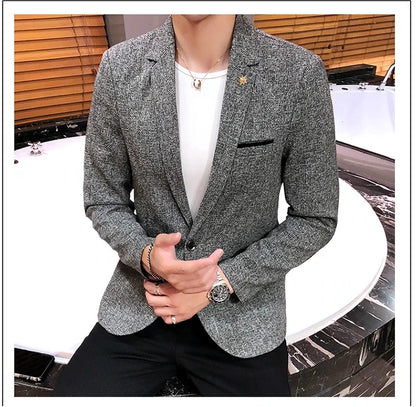 Blazer Boutique Men's Solid Color British Style Fashion Casual Business Job Interview Gentleman Party Best Man Dress Suit Blazer