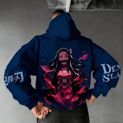 Demon Slayer Men's Hoodie Sweatshirt Kamado Nezuko Anime Spring Autumn Winter Boy Harajuku Long-sleeved Parent-child Outfit