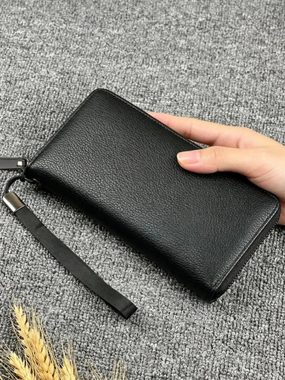 Business style long zipper wallet with multiple card slots, large capacity organizer clutch bag
