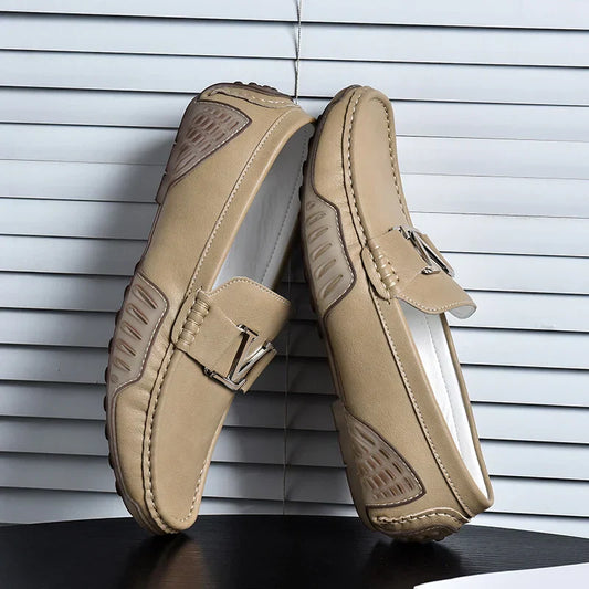 High Quality Men's Casual Leather Shoes Cowhide Loafers Soft Luxury Pea Shoes Color Genuine Leather Men's Flats Driving Shoes