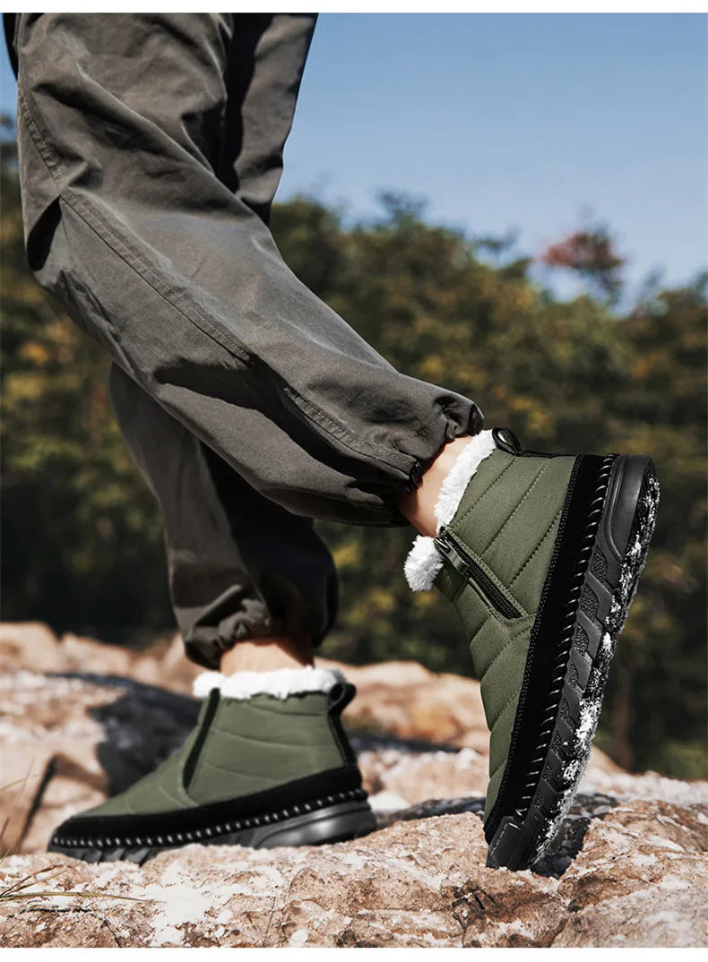 New Fashion Men's Boots Winter Plush Men Snow Boots Warm Fur Ankle Boots Outdoor Non-slip Sneakers Winter Casual  Boots Size 46